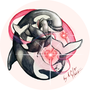 Cosmic Whale Pod Tahlequa and Phoenix, Southern Resident Orca, Pacific Northwest