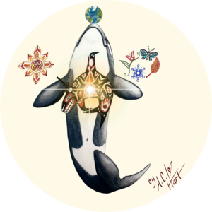 Cosmic Whale Pod SkaliChelh tenaut, Southern Resident Orca, Pacific Northwest